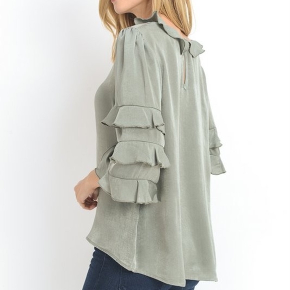 Mias Sage Ruffled Blouse - Picture 6 of 8